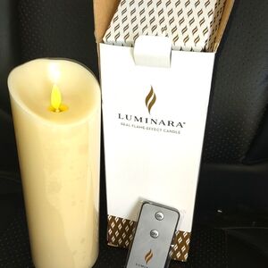 Ivory Flameless Candle Pillar - Scallop Top - 3.5"  Width x 8.7" Height